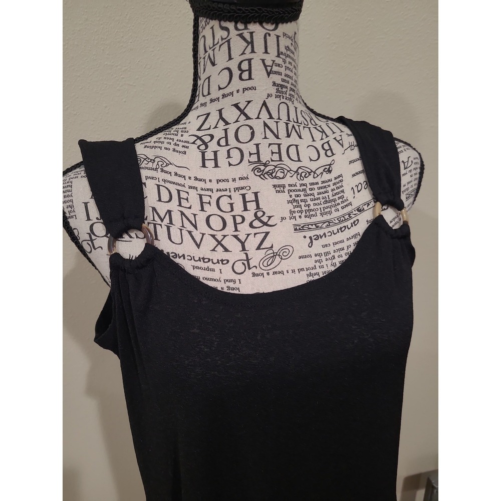 J Valdi sleeveless ring tank Black Coverup Dress Swim Women SZ M vacation Pool - Picture 4 of 8
